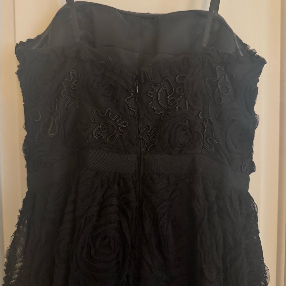 Adrianna Papell Strapless Soutache Black Rosette Tulle Gown - Picture 7 of 8